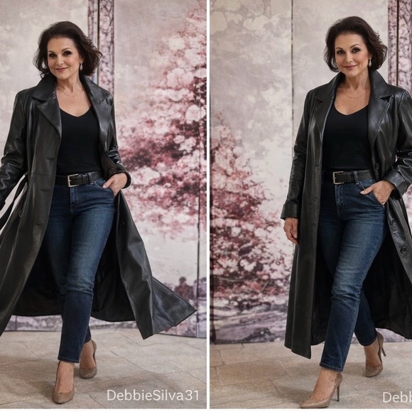 VINTAGE/CLASSIC  ANN TAYLOR GENUINE LEATHER FULL LENGTH COAT - Picture 3 of 13